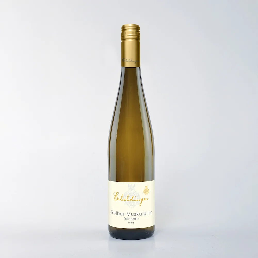 
                  
                    Gelber Muskateller feinherb Weingut Familie Erbeldinger
                  
                