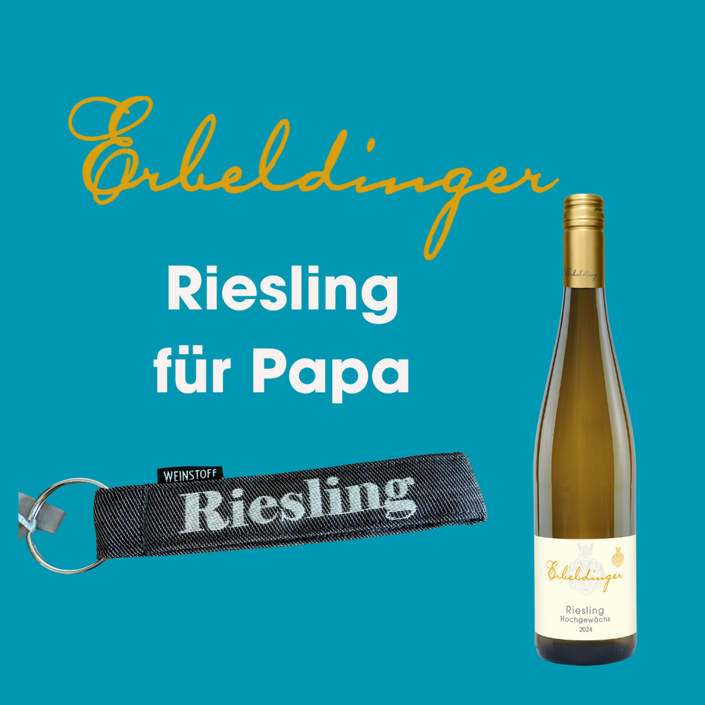 Riesling für Papa - Flasche und Anhänger
