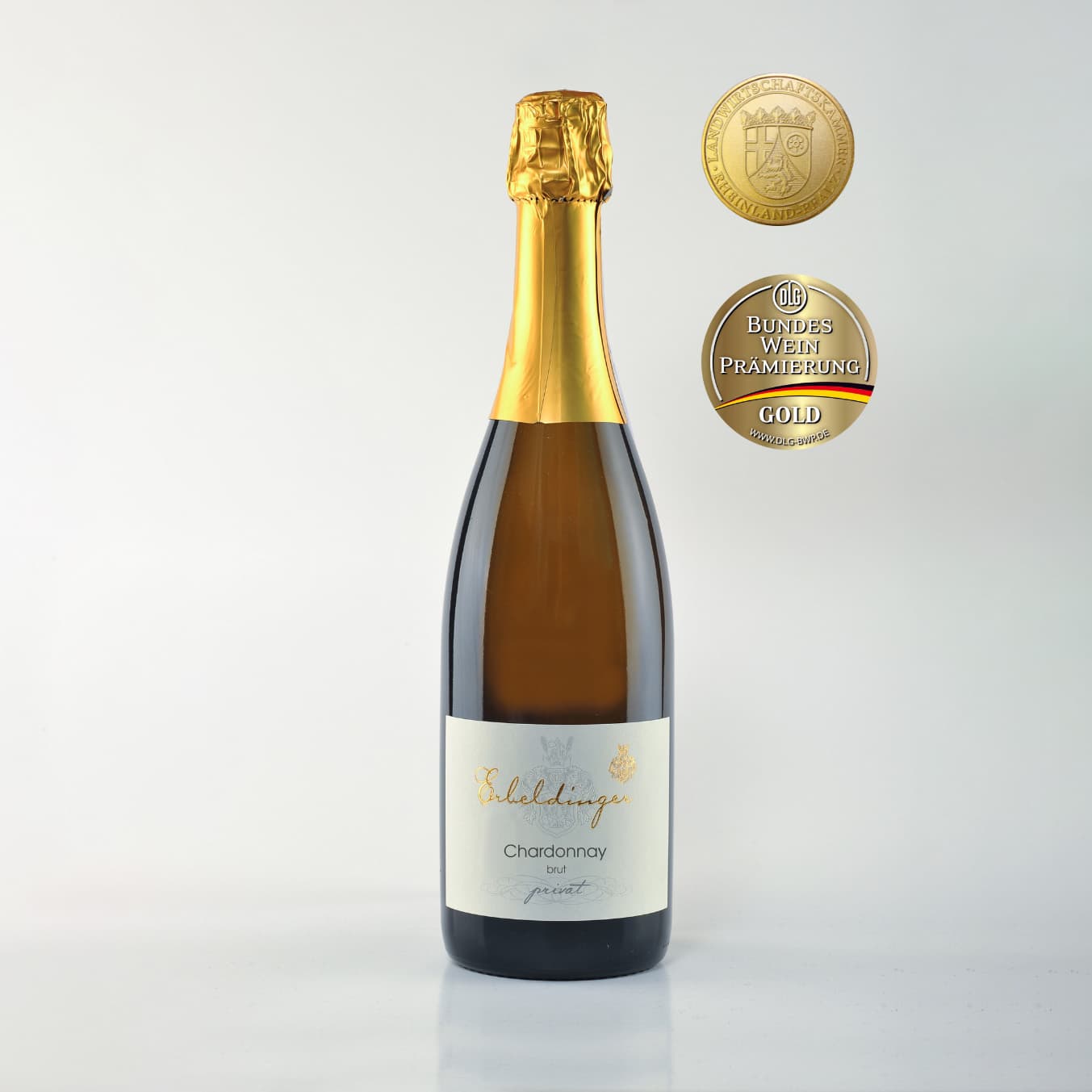 Chardonnay Sekt brut privat Erbeldinger mit Gold