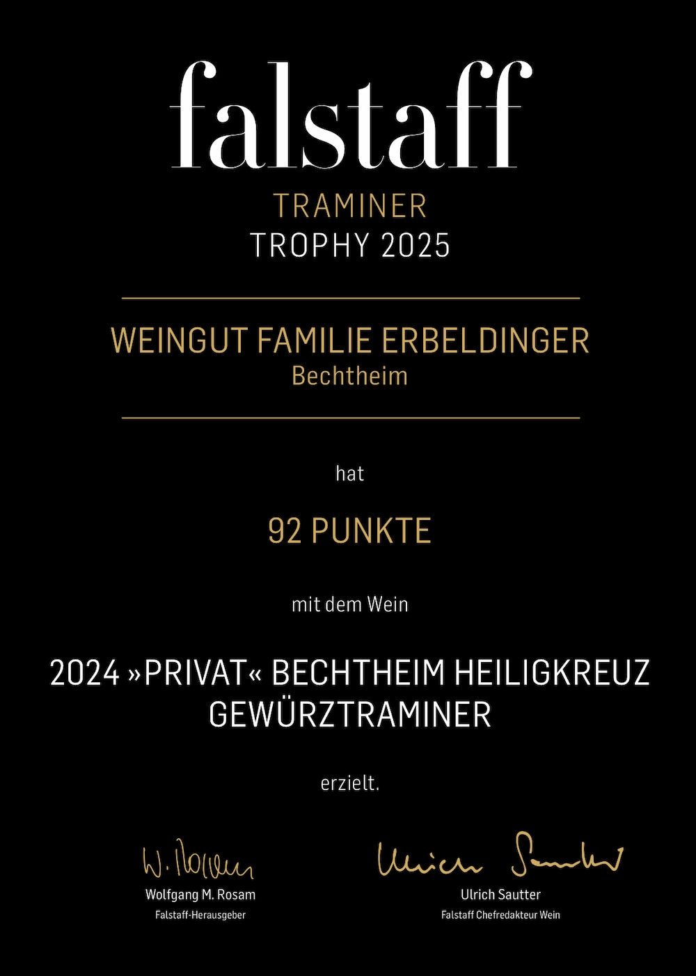 
                  
                    Falstaff Gewuerztraminer 92 Punkte Weingut Familie Erbeldinger
                  
                