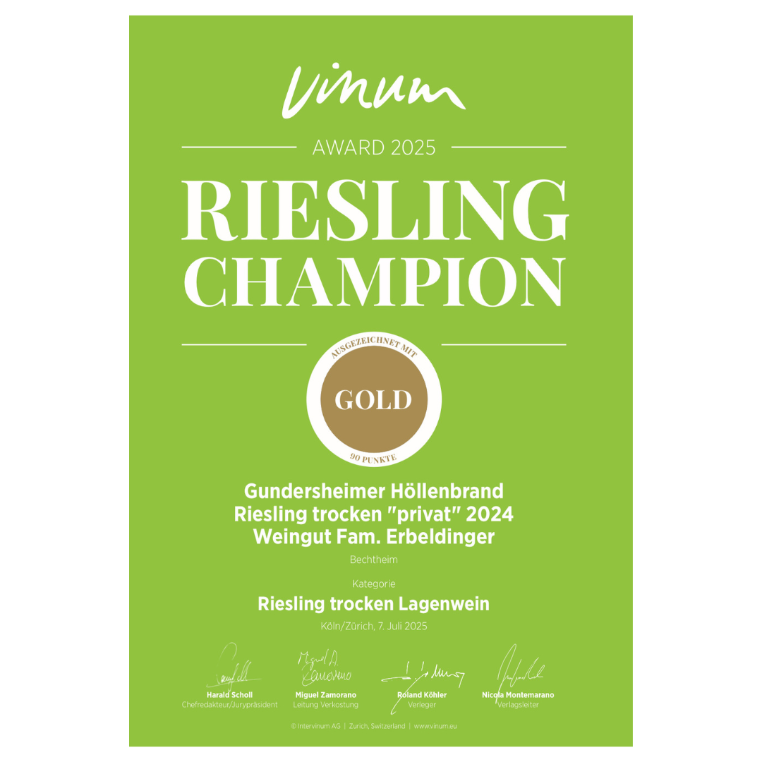 90 Punkte Vinum Riesling Champion Gold Höllenbrand