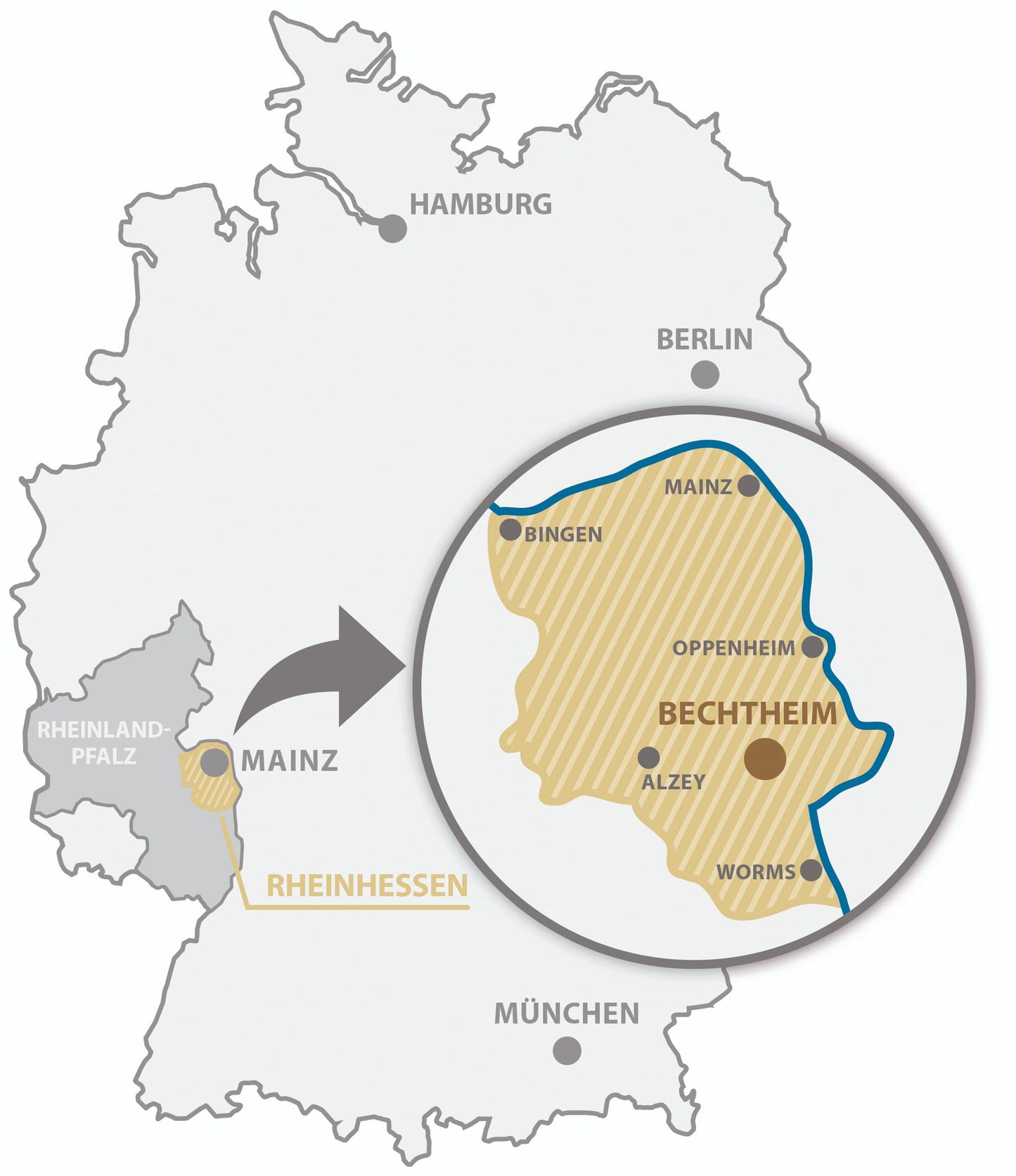 Deutschlandkarte mit Rheinhessen